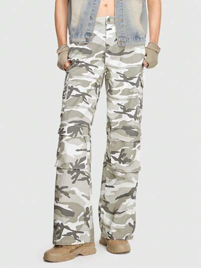 Grunge Punk Homme Jean Droit Imprimé Camouflage