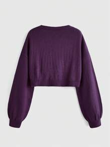 ROMWE Hippie Plus Size Moon & Star Embroidery Cardigan With Drop Shoulder, For Winter - Purple - View 2