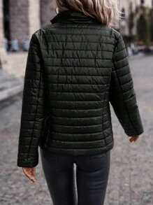 SHEIN Clasi 拉鍊絎縫外套 - 黑色 - 查看 2