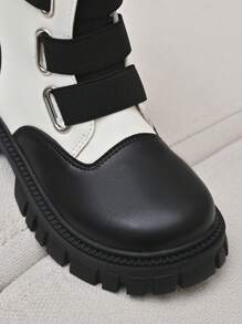 Autumn Winter Girls' Personalized Fashionable Color Block Boots For Tween And Teen - Black and White - View 3