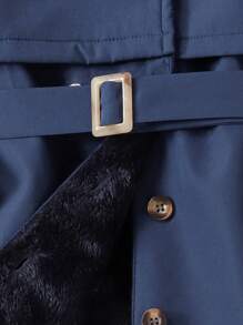 SHEIN Elladie kids Young Girl Double Breasted Trench Coat