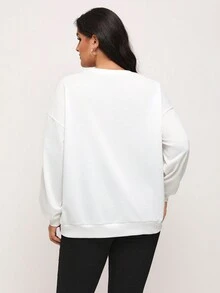 Joe McDermott 大碼圖形落肩運動衫 - 白色 - 查看 2