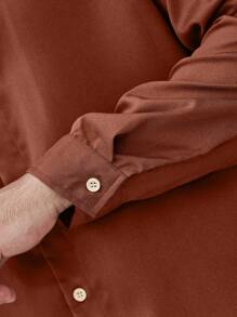 Manfinity Homme Men Solid Button Up Shirt - Rust Brown - View 5