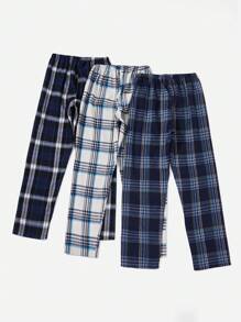 Snug Zone 3件套格子印花睡衣裤，秋冬服装 - 彩色 - 查看 2