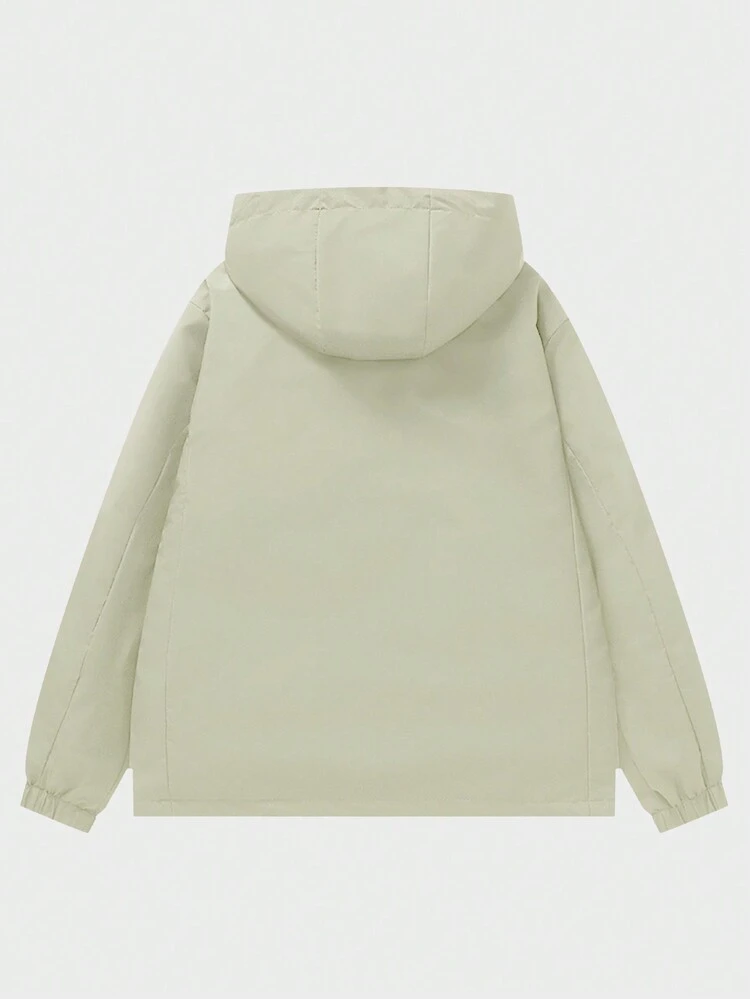 Loose Men's Letter Print Zip Up Hooded Jacket