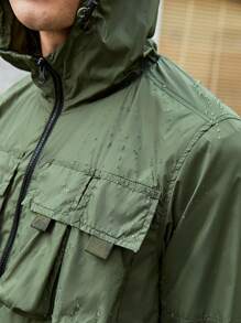 In My Nature Nam Túi có nắp Viền kéo ra áo có mũ Vỏ mềm Áo khoác - xanh quân đội - Xem 7