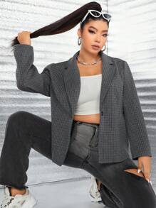 Celure 大碼西裝領外套 - 深灰色 - 查看 2