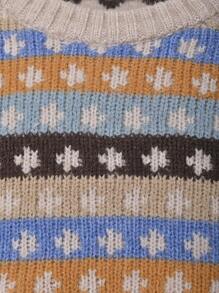 Tween Boy 1pc Allover Pattern Raglan Sleeve Sweater - Khaki - View 4