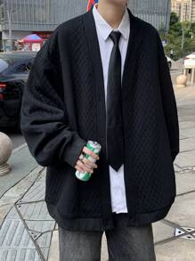 Manfinity Hypemode Loose Fit Men's Solid Color Drop Shoulder Jacket, Plain, Husband, Long Sleeve, Work, Thin Jacket