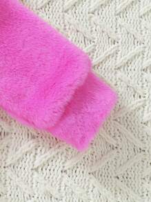 SHEIN 女嬰誇大領口毛茸茸外套 - 粉色 - 查看 4