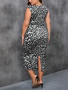 SHEIN Clasi Plus Leopard Print Bodycon Dress - Multicolor - View 2
