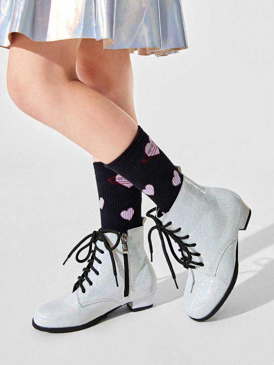 And Fashionable Cool Girl's Ankle Boots With Decorative Strap And Low Heel, Warmly Lined