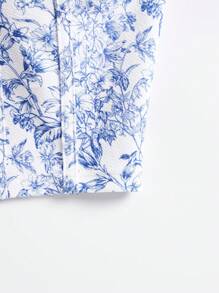 Soleia Ditsy Floral Print Tube Top - Blue and White - View 4