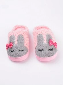 Girls' Pink Cartoon Rabbit Style Fashionable Cute Elegant Simple Comfortable Warm Casual Slippers (random Pattern) - Pink - View 2