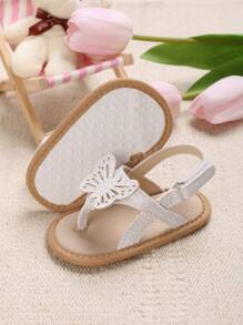 Baby Girls Butterfly Decor Toe Post Cute Thong Sandals For Summer - White - View 2