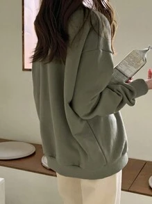 DAZY Đồ họa Khẩu hiệu Thả vai Áo chui đầu Oversized - màu xanh lá - Xem 2