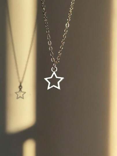Grunge Punk 1pc Fashion Iron Alloy Star Pendant Necklace For Women For Dating Gift