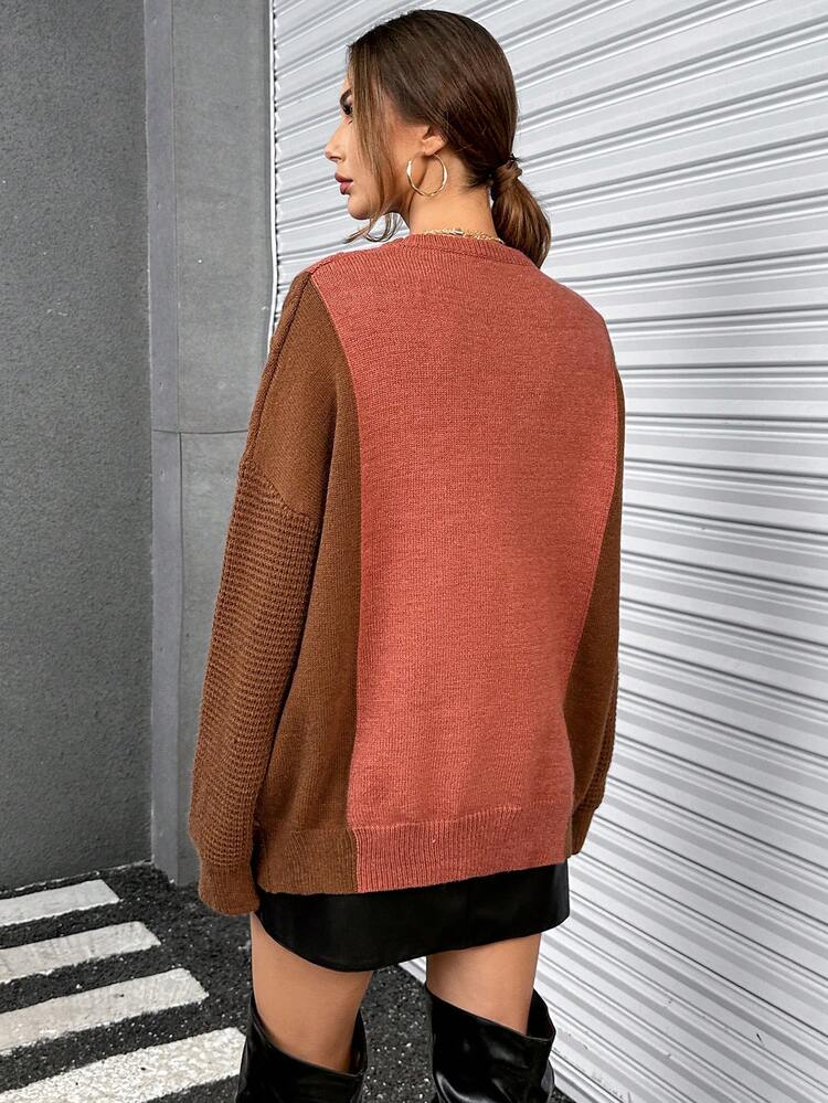 Two Tone Drop Shoulder Sweater