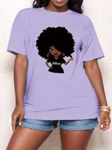 Zolique Camiseta con estampado de figura - Morado - Ver 3