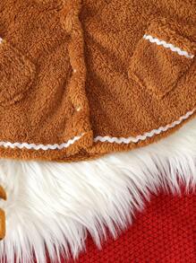 SHEIN Baby Boy Contrast Trim Hooded Teddy Cape Coat