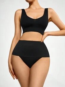 SHAPORA 高腰塑形三角褲 - 黑色 - 查看 1