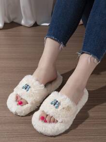 Mùa Đông Đúng mốt Sang trọng Dép đi trong nhà Đối với phụ nữ , Chống trượt Và Ấm áp , Với A Thoải mái Thiết kế - trắng - Xem 1