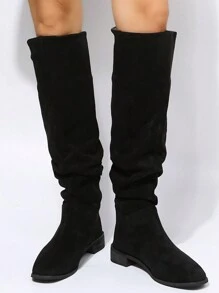 Botas planas simples y elegantes para mujer - Negro - Ver 3
