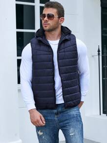 Manfinity Homme Áo khoác có mũ trùm đầu có khóa kéo cho nam Plus - Xanh đậm - Xem 4