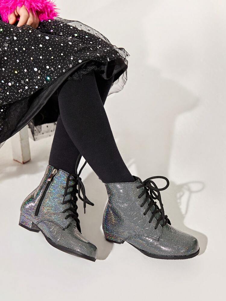 & Stylish Cool Girl Decorative Tie Black Ankle Boots With Low Heels And Plush Lining