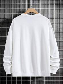 Manfinity Loose Men's Letter Graphic Pocket Patch Sweatshirt - White - View 3