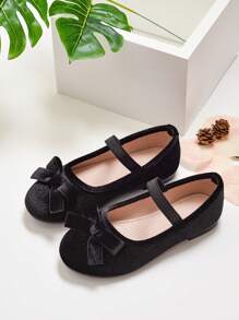 女童天鵝絨蝴蝶結平底鞋（中大童） - 黑色 - 查看 3