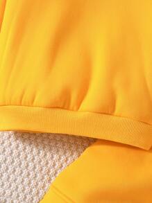 SHEIN 女小童字母圖案拉鏈連帽衫和運動褲 - 黃色 - 查看 7