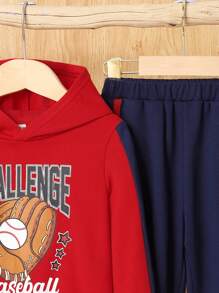 SHEIN Bộ 2 áo hoodie và quần nỉ họa tiết cho bé trai, lót nhiệt, dày - Nhiều màu - Xem 3