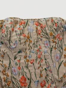 SHEIN MOD 印花露背繫帶抹胸上衣 - 彩色 - 查看 3