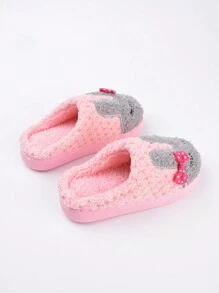 Girls' Pink Cartoon Rabbit Style Fashionable Cute Elegant Simple Comfortable Warm Casual Slippers (random Pattern) - Pink - View 3