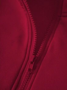 SHEIN EZwear Plus Heart & Letter Graphic Drawstring Hem Thermal Lined Sweatshirt - Burgundy - View 5