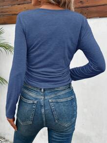 SHEIN Frenchy 素色V領T恤