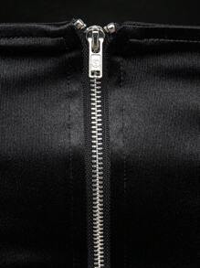 Hauture 水钻流苏下摆拉链紧身连衣裤 - 黑色 - 查看 10