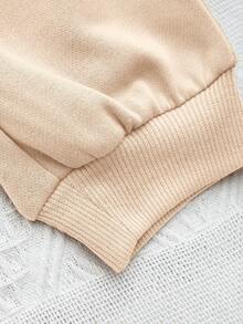 SHEIN Young Girl 2pcs Bow Front Sweatpants - Apricot - View 4