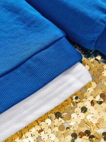 SHEIN X Care Bears 男大童熊和字母圖案連帽衫和運動褲