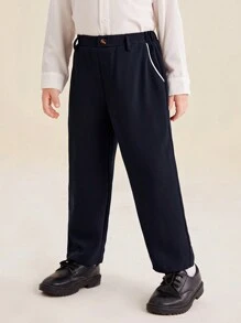 SHEIN Quần ống đứng kiểu dáng trẻ trung cho bé trai - màu nâu - Xem 1