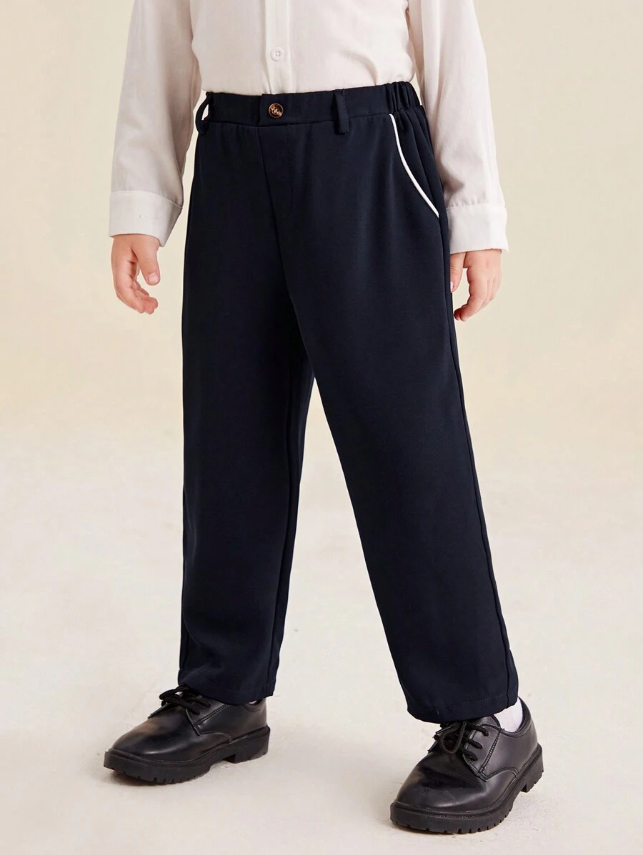 SHEIN Quần ống đứng kiểu dáng trẻ trung cho bé trai - màu nâu - Xem 1