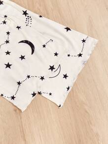 大碼星空圖案吊帶背心和短褲和褲子睡衣套裝 - 彩色 - 查看 5