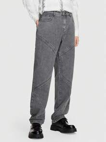 ROMWE MEN Grunge Punk Các bạn Túi nghiêng Quần legging thẳng - Xám - Xem 6