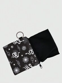 ROMWE Goth Sun & Moon Snake Graphic Coin Purse - Multicolor - View 2