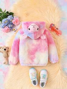 SHEIN Cô Gái Trẻ Nhuộm buộc Gấu 3D Thiết kế áo có mũ Áo khoác Teddy - Nhiều màu - Xem 2