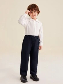 SHEIN Quần ống đứng kiểu dáng trẻ trung cho bé trai - màu nâu - Xem 3