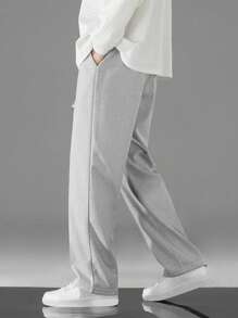 男士休闲抽绳直筒裤，秋季款 - 淺灰色 - 查看 5