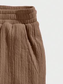 Manfinity LEGND 男士素色背心上衣&闊腿褲 - 棕色 - 查看 5