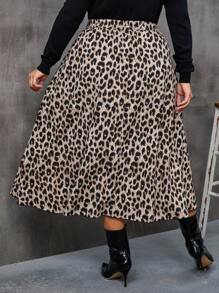 Rometta Plus Leopard Print Flare Skirt Without Belt - Multicolor - View 2